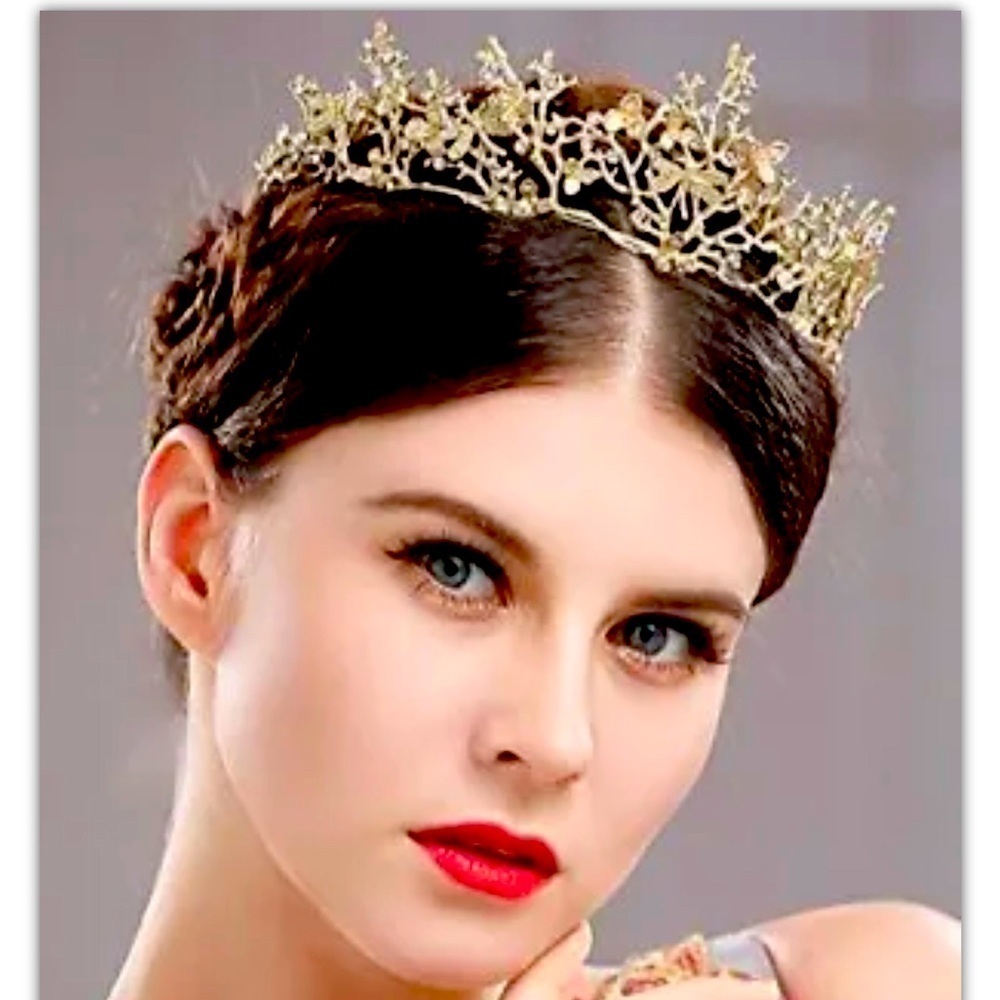 Yean Adult Tiaras and Crowns Gold Wedding Princess Queen Crown Baroque New Crown